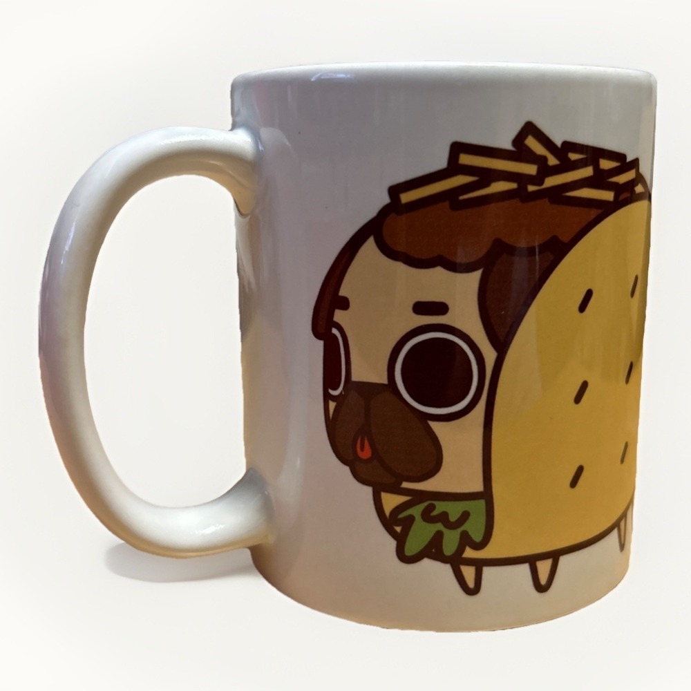 Puglie Mart Taco Pug Coffee Mug 12oz. Cartoon Graphic Pre-owned